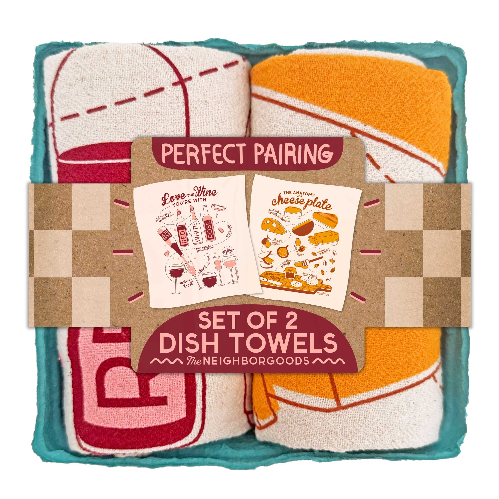 Tea Towel Set - Wine & Cheese