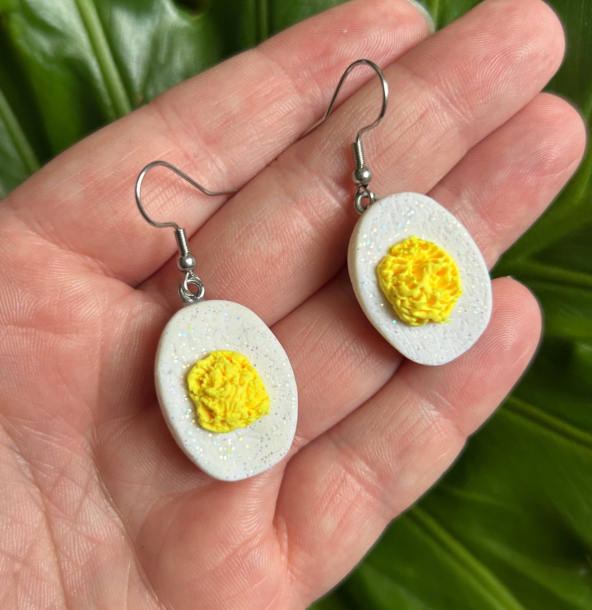 Egg Earrings - Deviled Eggs, Glitter