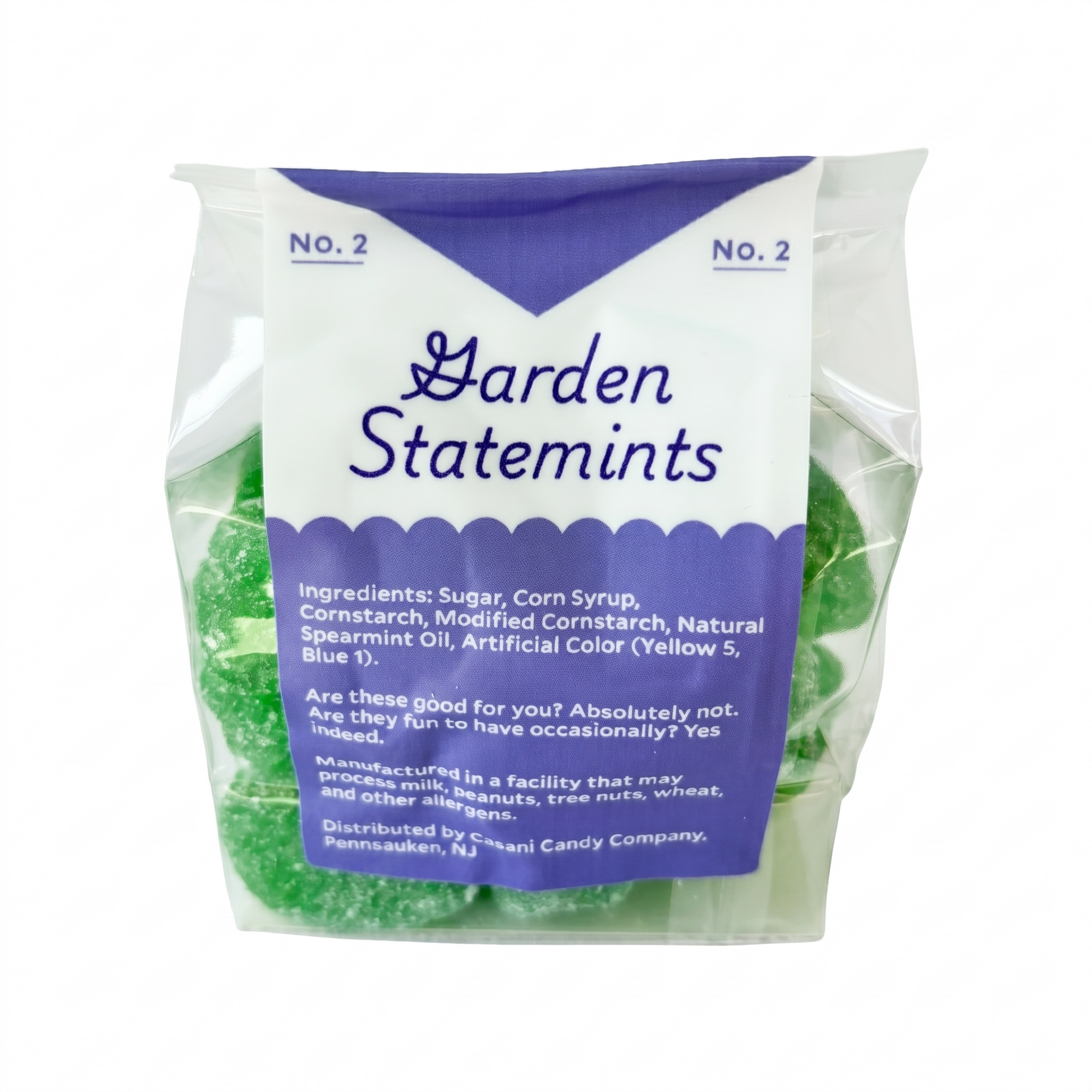 Garden Statemints ingredients and candy description label