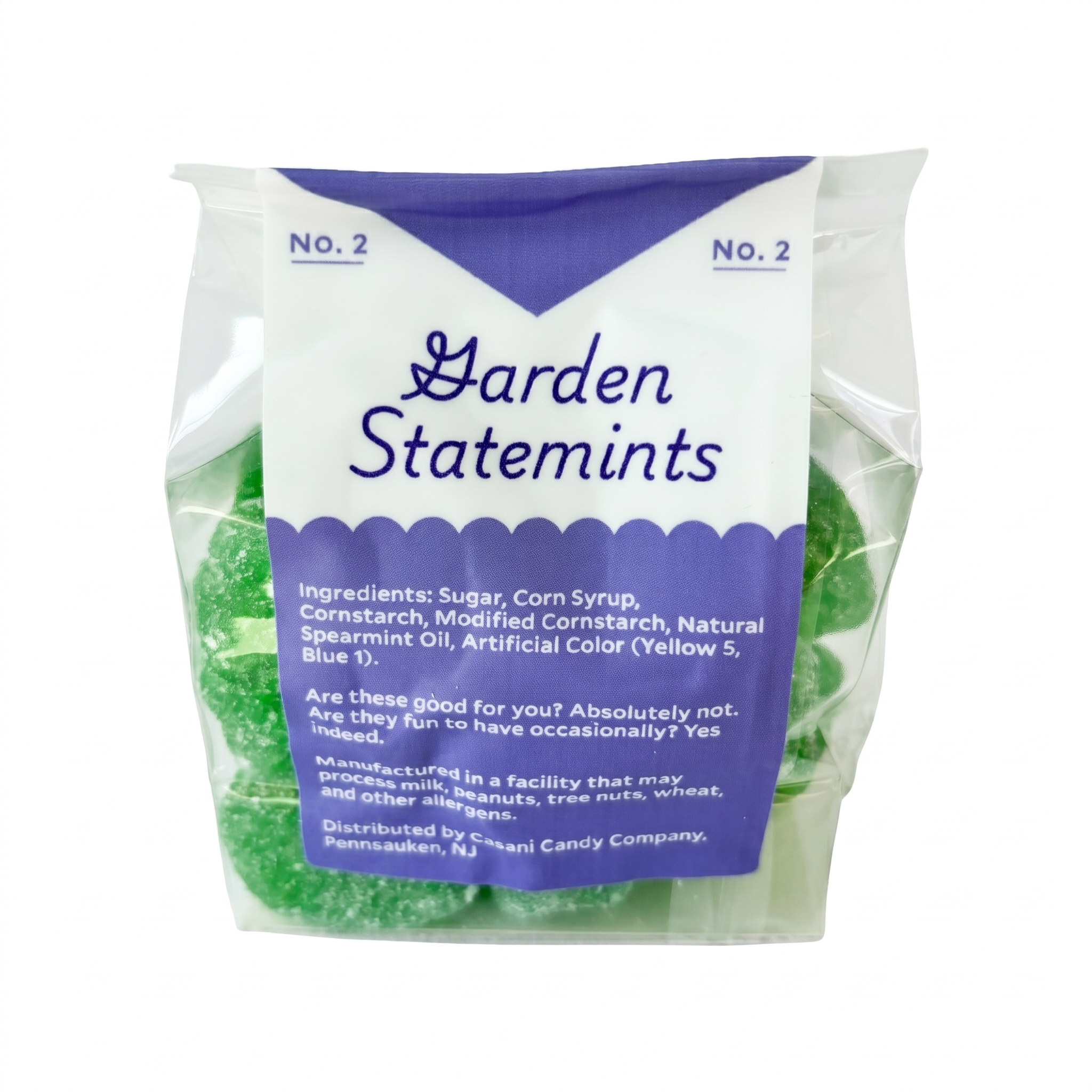 Garden Statemints ingredients and candy description label