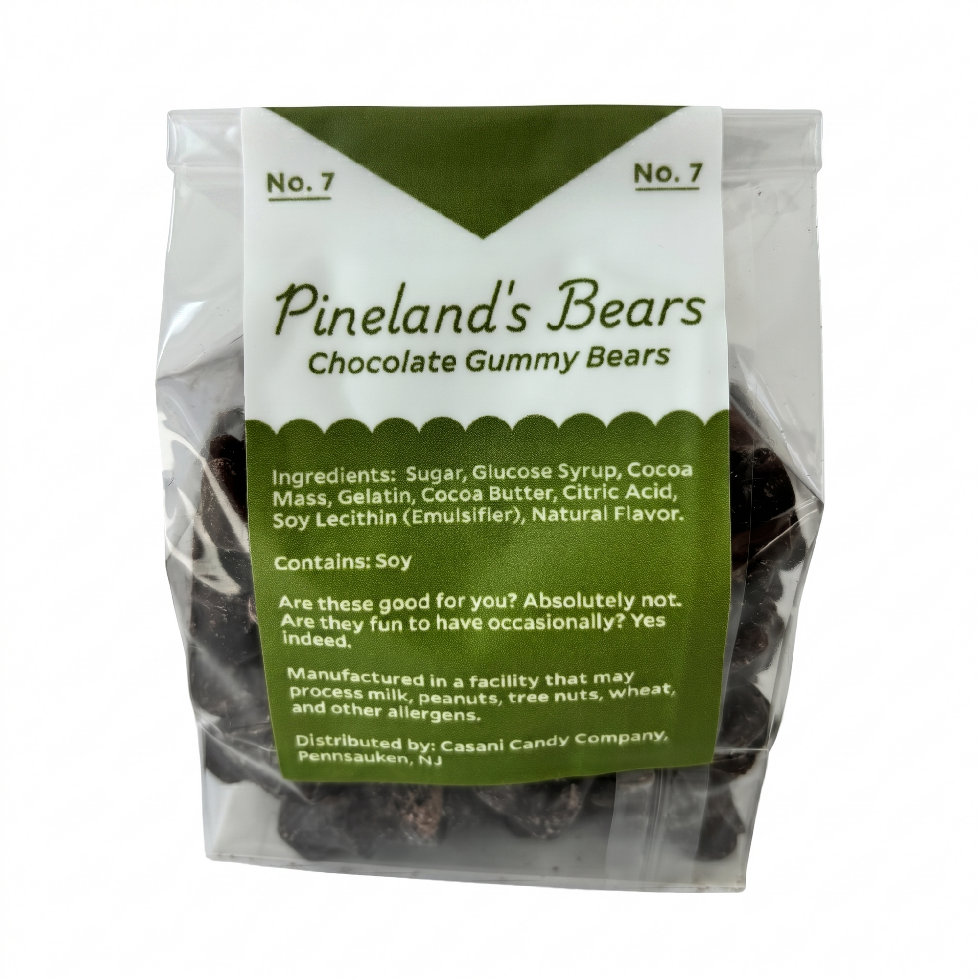 Pineland's Bears ingredients and candy description label
