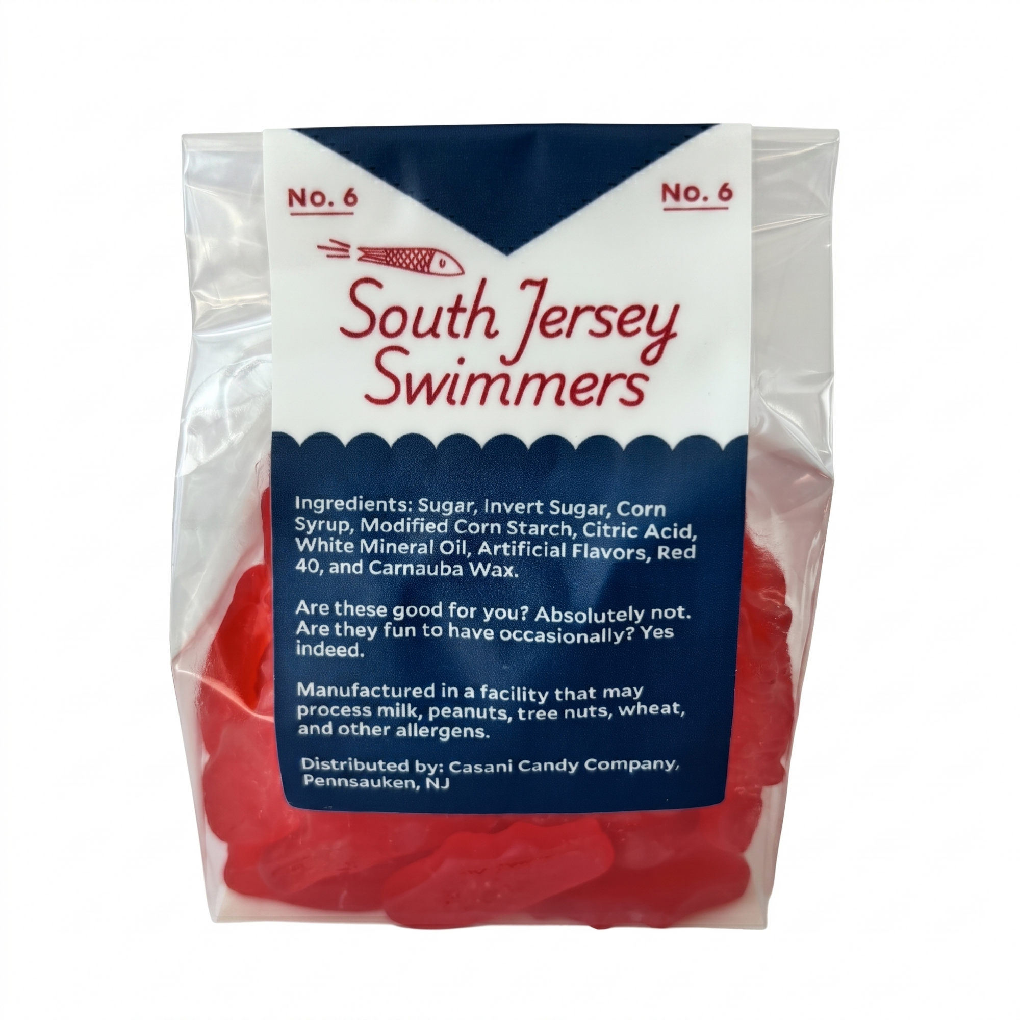 South Jersey Swimmers ingredients and candy description label