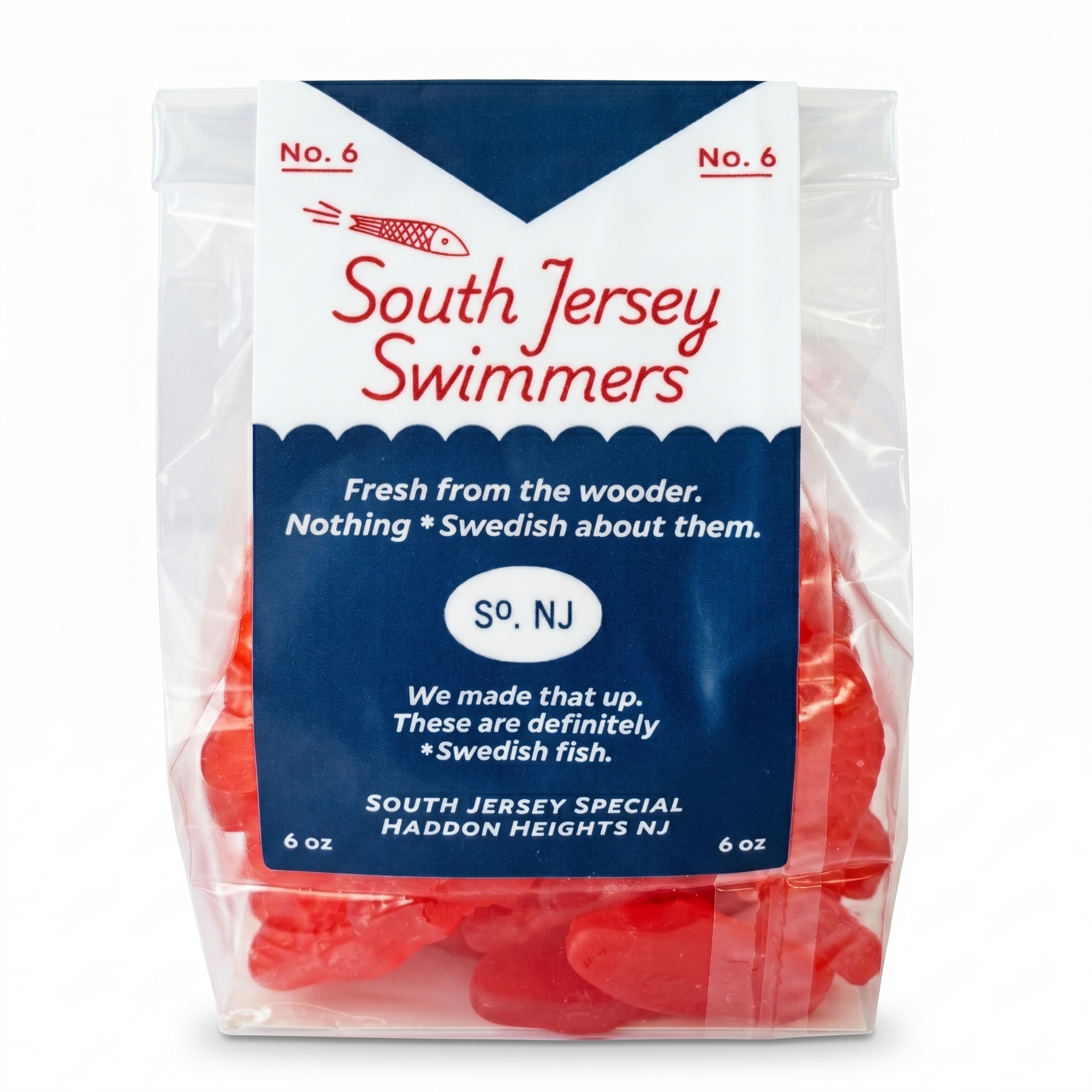 South Jersey Swimmers Swedish fish gummy candy bag, South Jersey Special Haddon Heights NJ