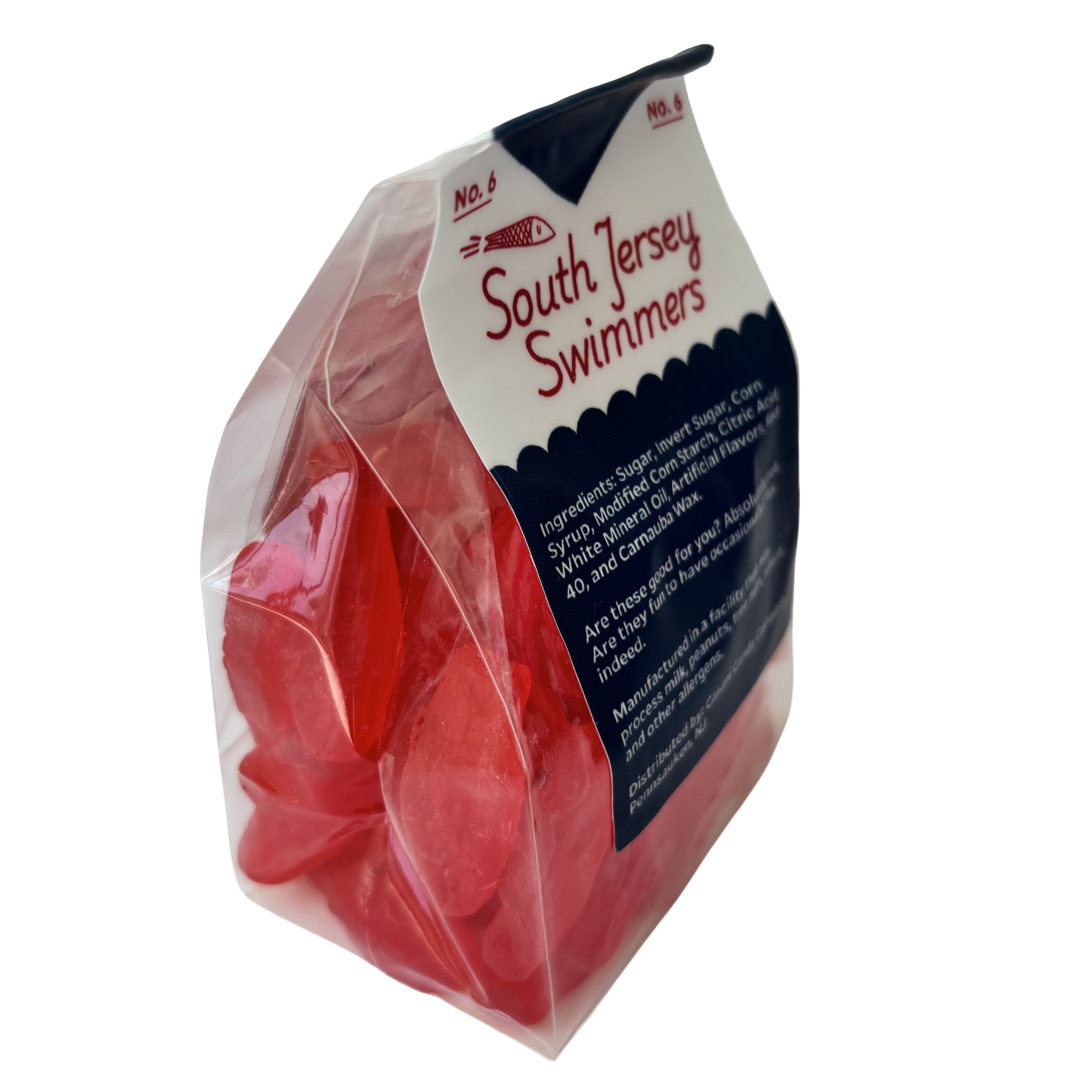 South Jersey Swimmers Swedish fish gummy candy bag side view, South Jersey Special